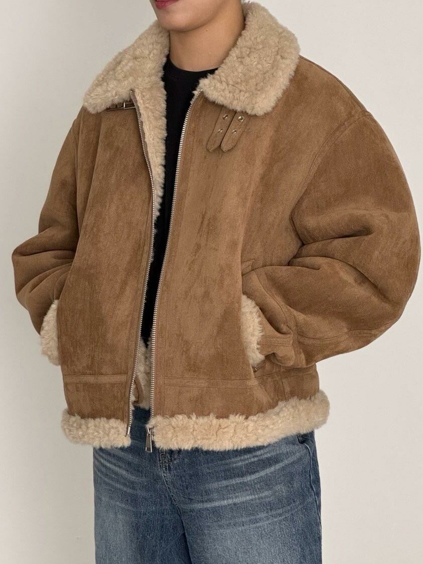 毛毛領拉鍊猄面褸 DDM-056JK