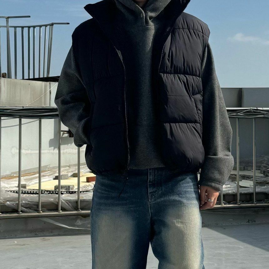 企領拉鍊背心褸(夾棉雙面) DDM-059V