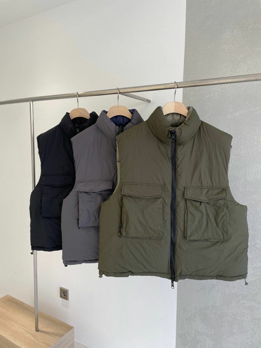 企領拉鍊背心褸(夾棉雙面) DDM-059V