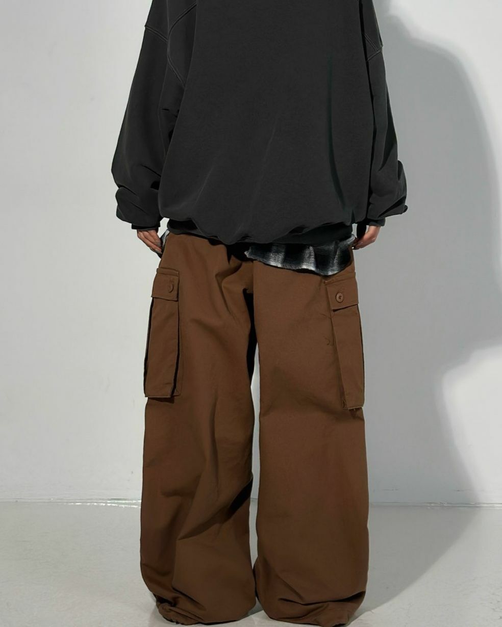 淨色可束腳工裝鬆身褲 GVR-043P