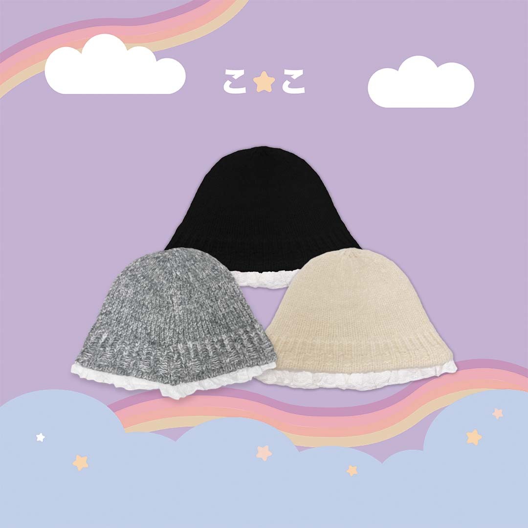 こ♡こ 蕾絲花邊針織漁夫帽