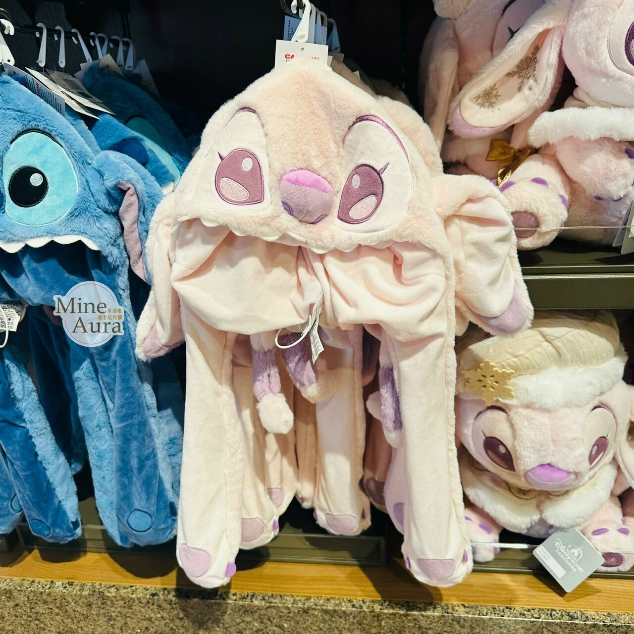 史迪奇 Stitch 安琪拉 Angel 絨毛大頭 造型 可動設計 頭套 保暖 帽子 星際寶貝 Lilo & Stitch -上海迪士尼樂園