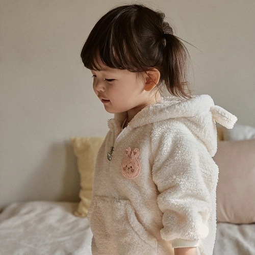 24F/W DTD暖心純色系列-微纖維雪花連帽拉鍊連身衣