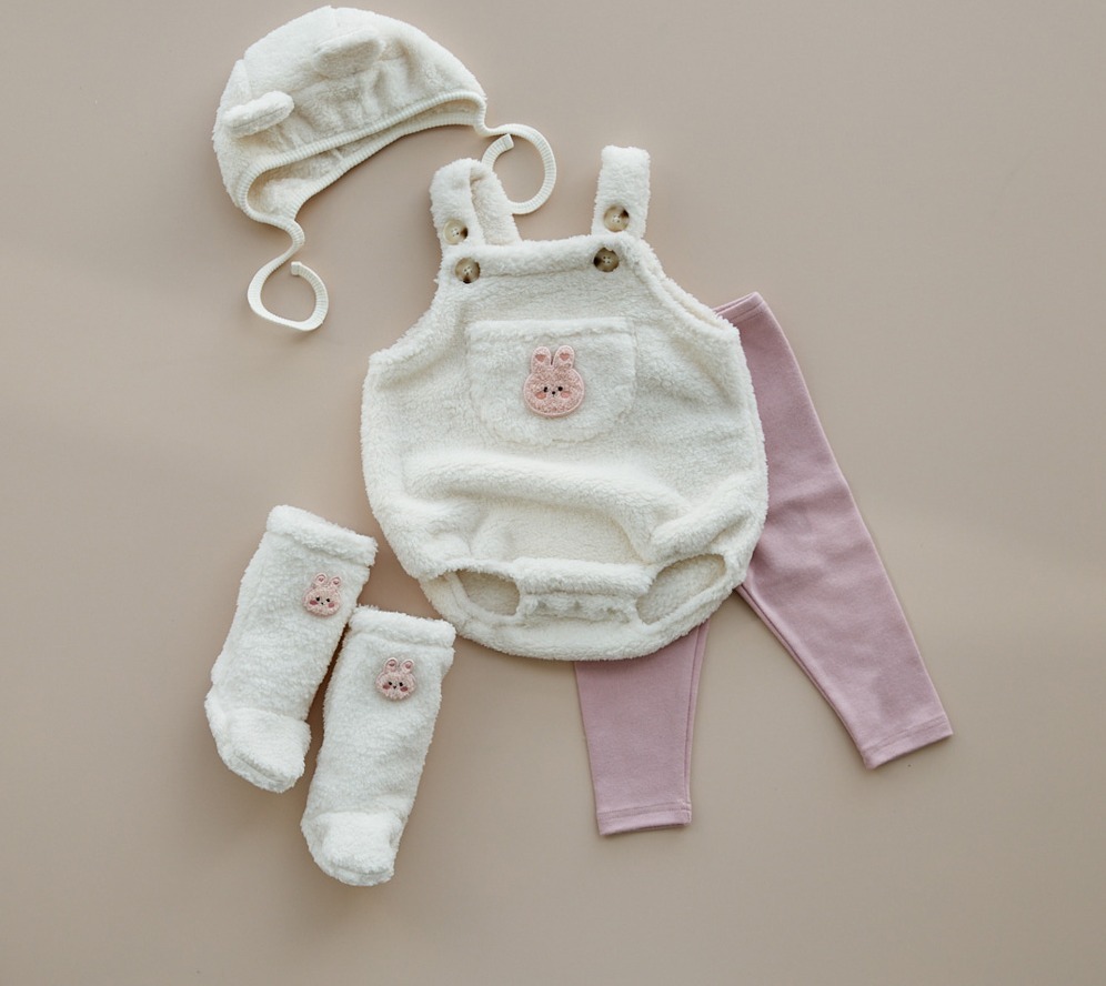 24F/W DTD暖心純色系列-微纖維雪花背帶爬服