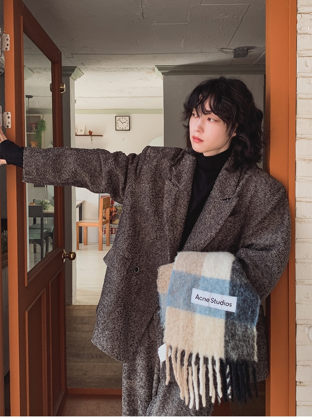 短款粗花呢雙排釦外套