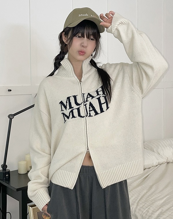 預訂｜MUAHMUAH LAMBSWOOL JACQUARD KNIT ZIPUP