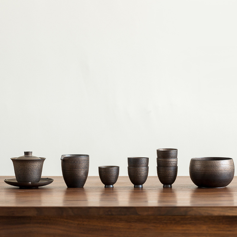 鐵鏽釉蓋碗禮盒｜時光淬鍊 溫潤如初