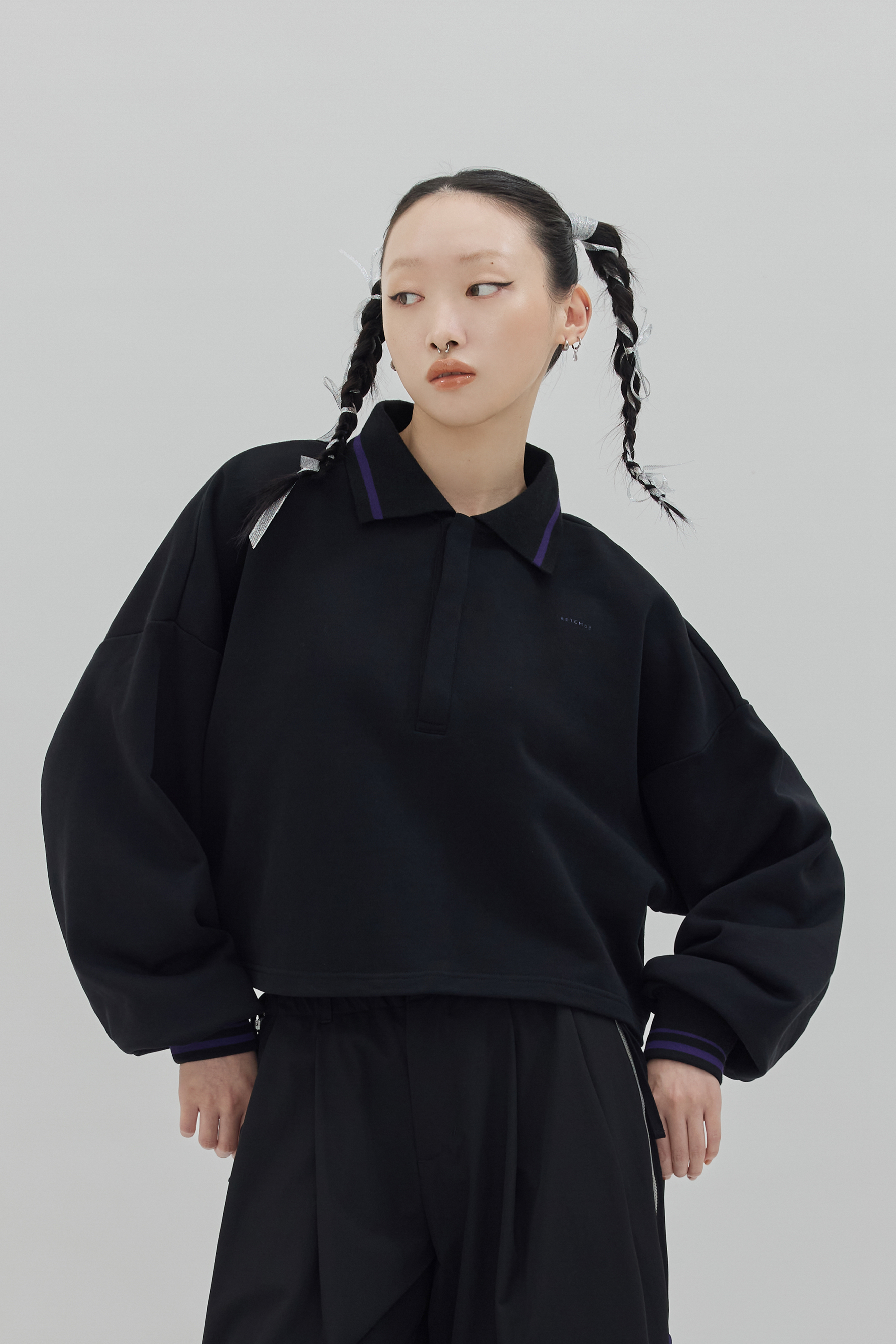 Polo Collar Sweater｜Black