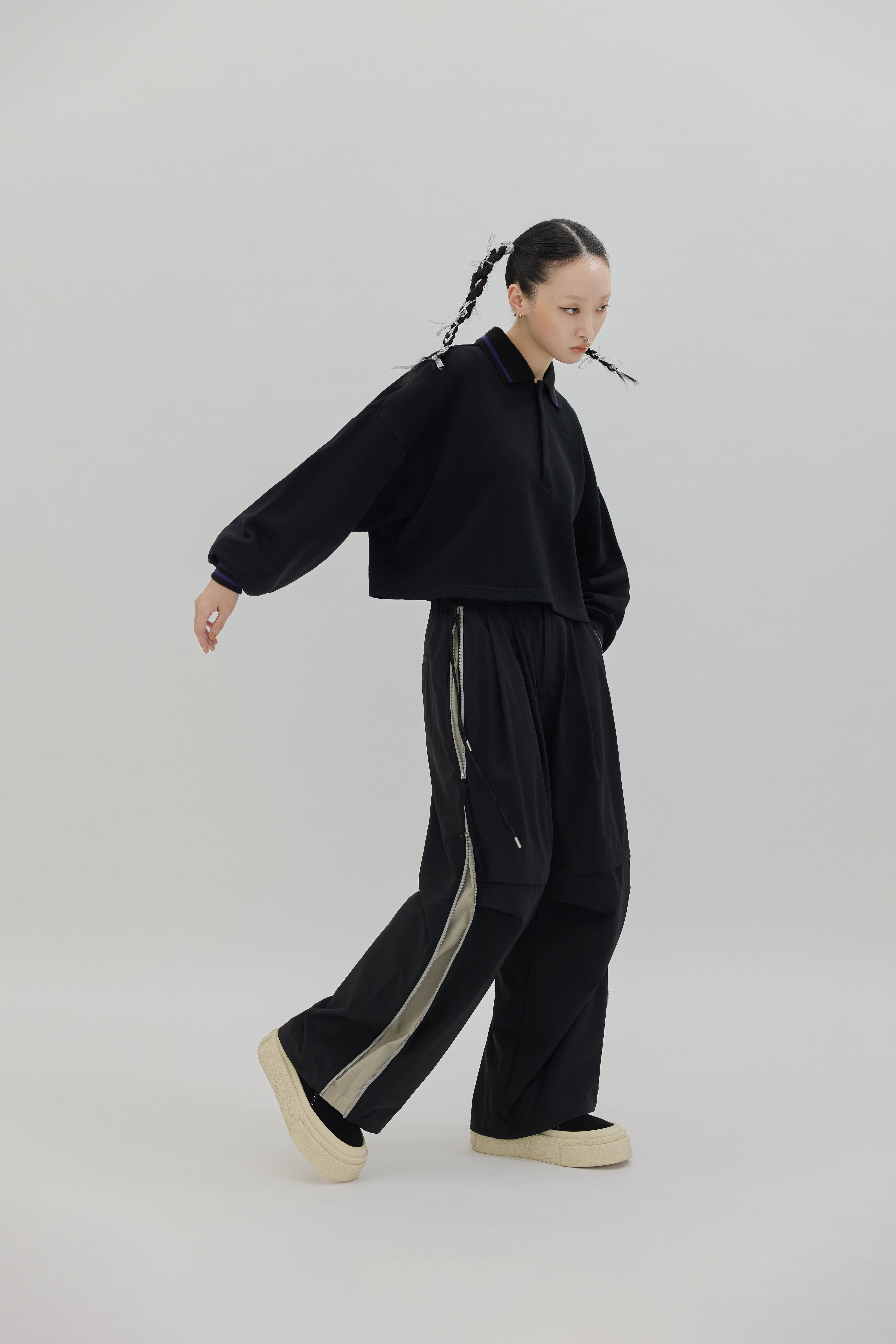 Polo Collar Sweater｜Black