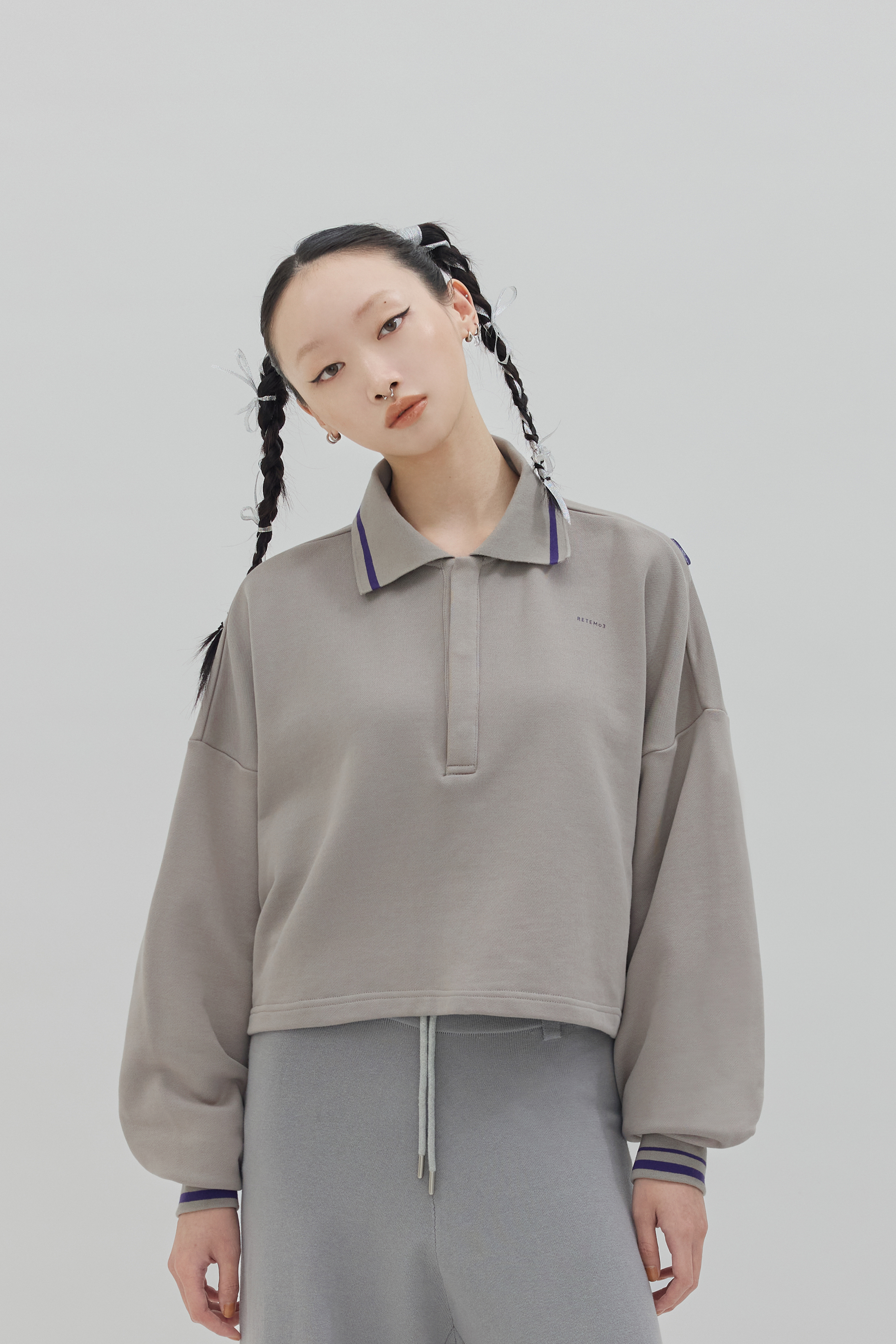 Polo Collar Sweater｜Gray