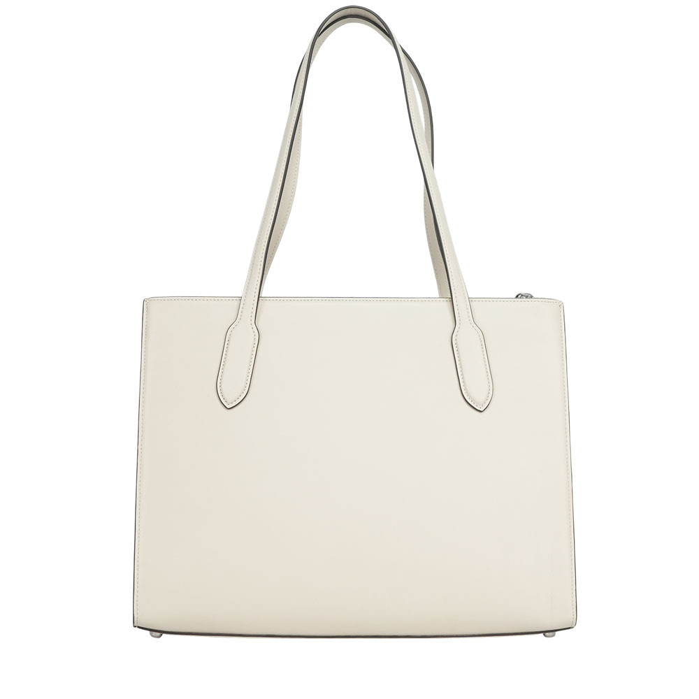 【COACH】Nina 銀釦縫線標誌小牛皮托特包(白色) CR096 SVHA