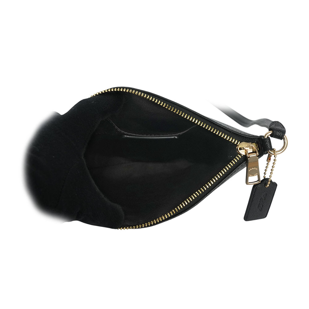 【COACH】Rowan 金字再生皮革拉鍊口袋迷你斜背包(黑色) CV405 IMBLK