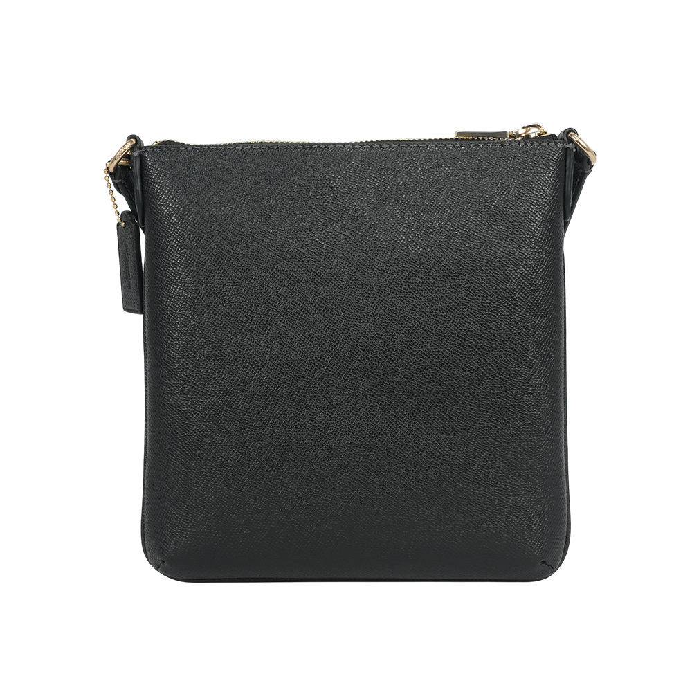 【COACH】Rowan 金字再生皮革拉鍊口袋迷你斜背包(黑色) CV405 IMBLK