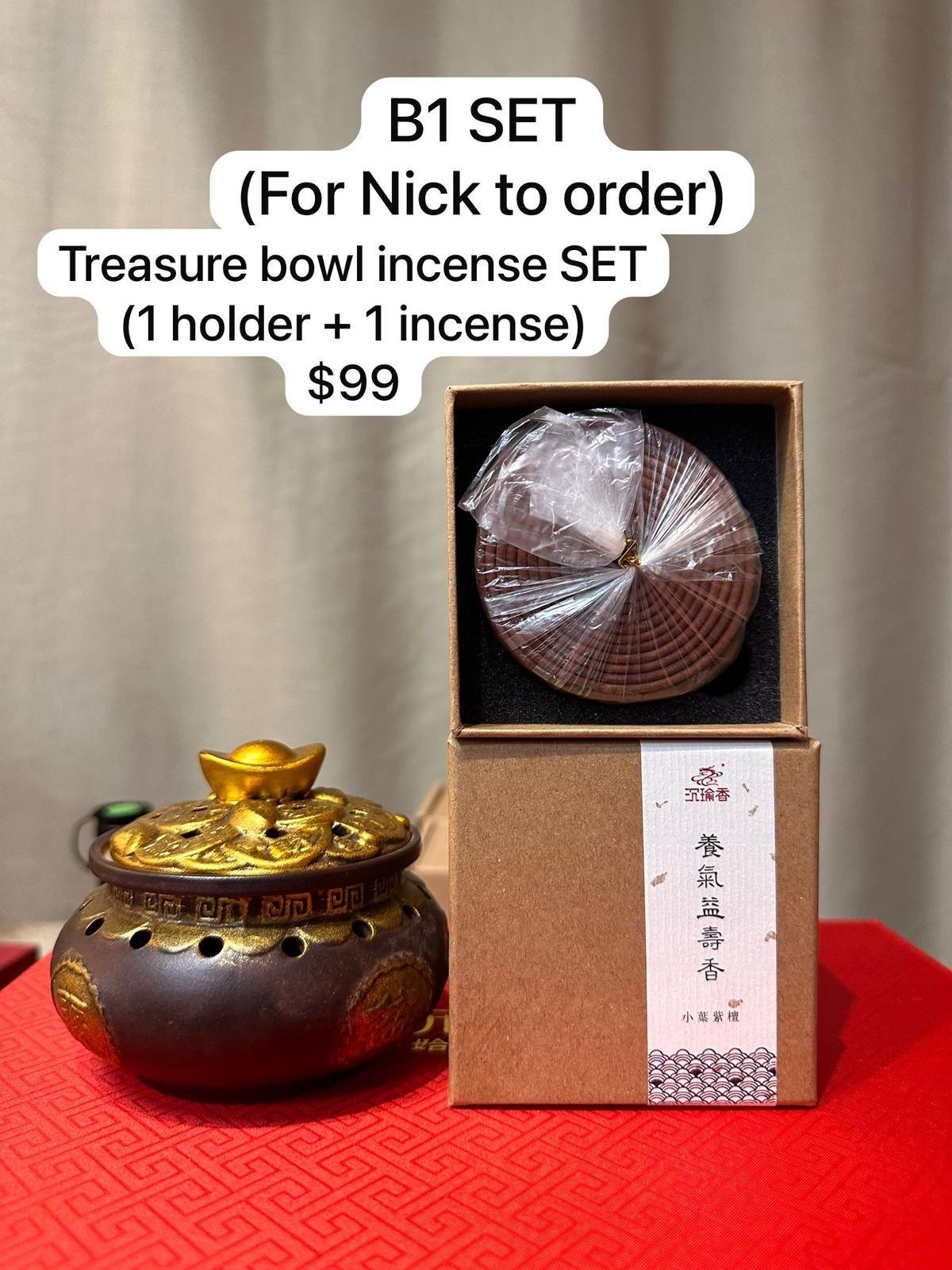 (B1) 1 TREASURE BOWL + 1 INCENSE SET $99