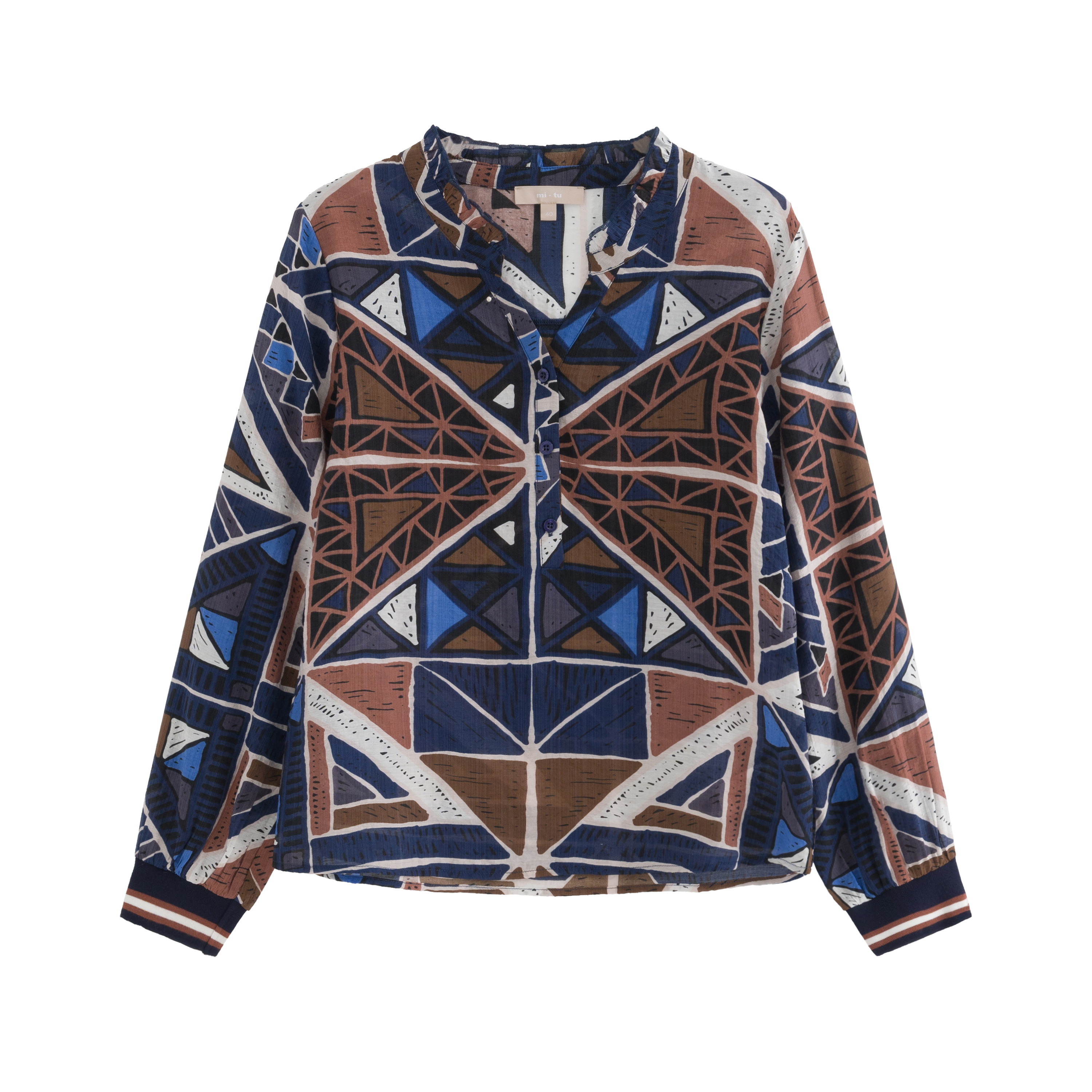 mi-tu 印花V領上衣