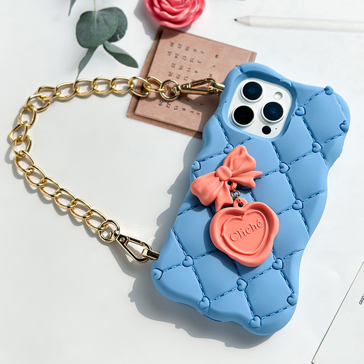 Candies iPhone 16 Pro Max - 融化愛心菱格紋晚宴包(藍)