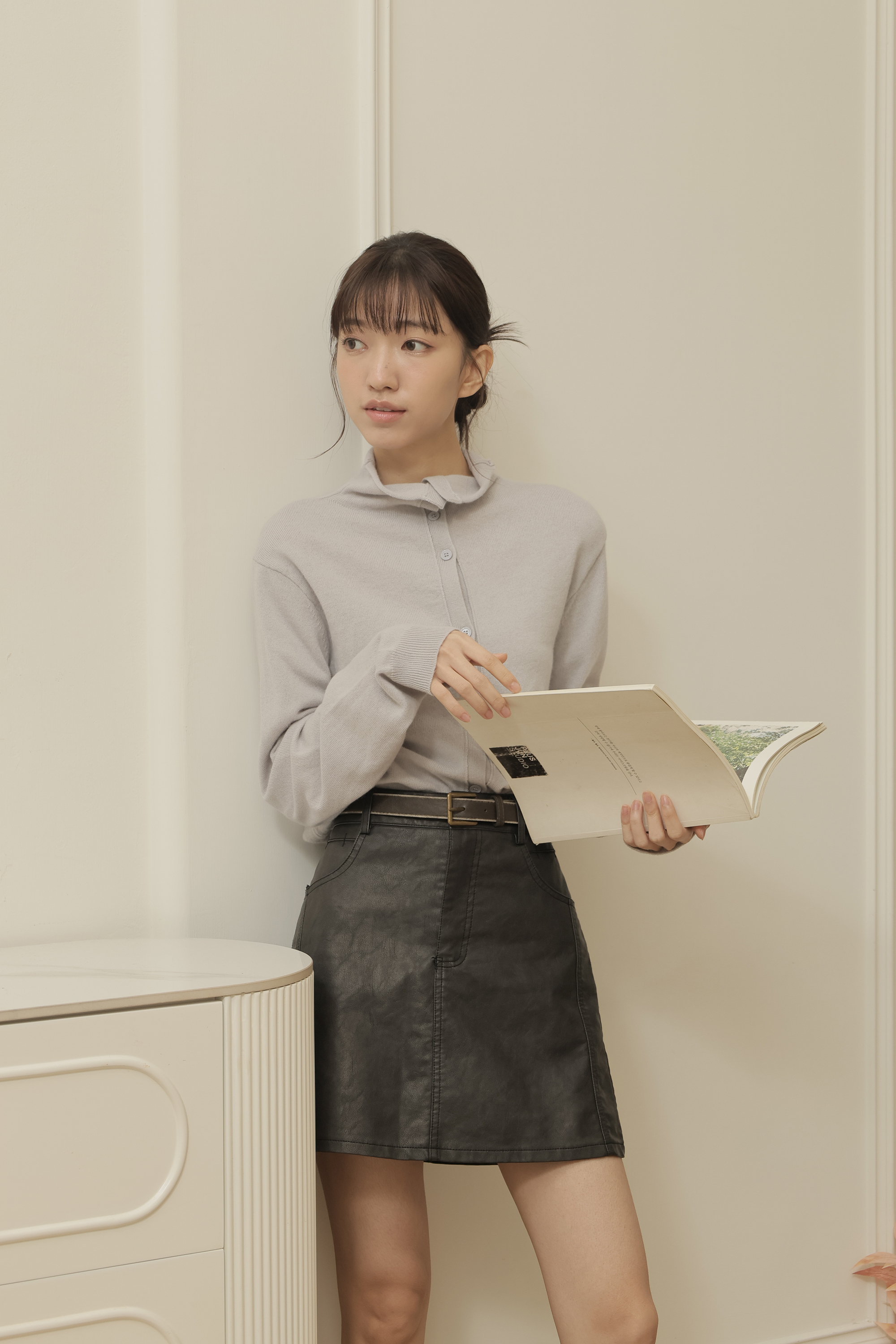 2603 OH！HER 簡約高領排釦針織上衣 (50%羊毛）