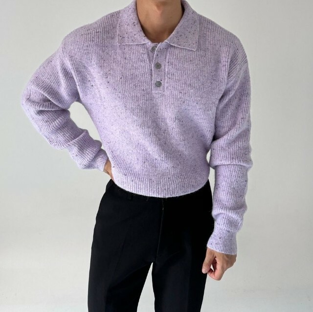 (韓國限時特價)羊毛領鈕扣針織衫