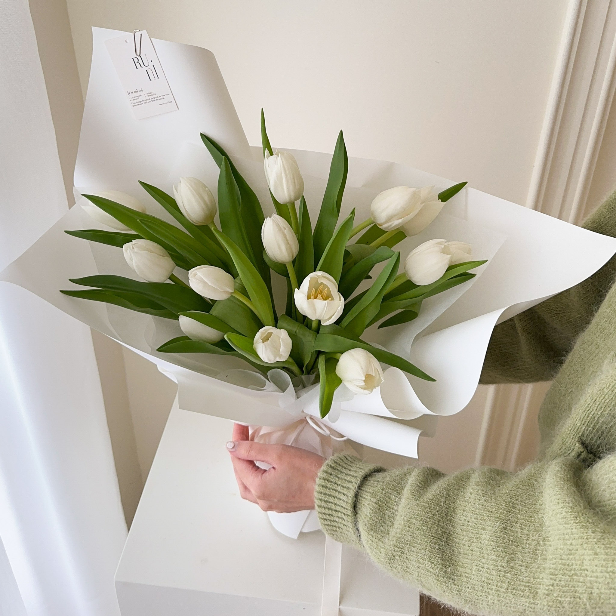 純白飛雪-純白鬱金香花束（多款可選）