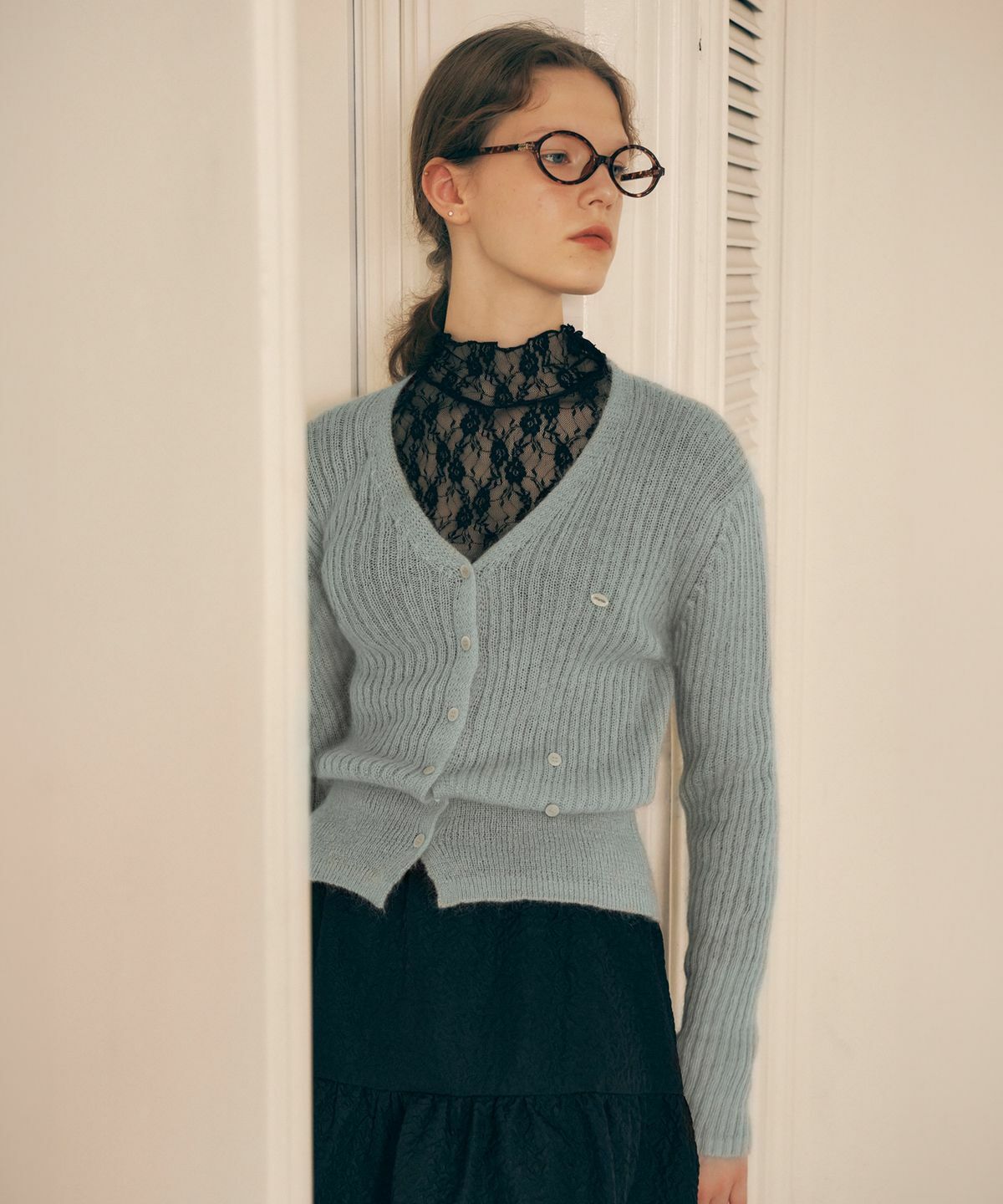 ROLAROLA MOHAIR BLENDED TWO WAY BUTTON CARDIGAN