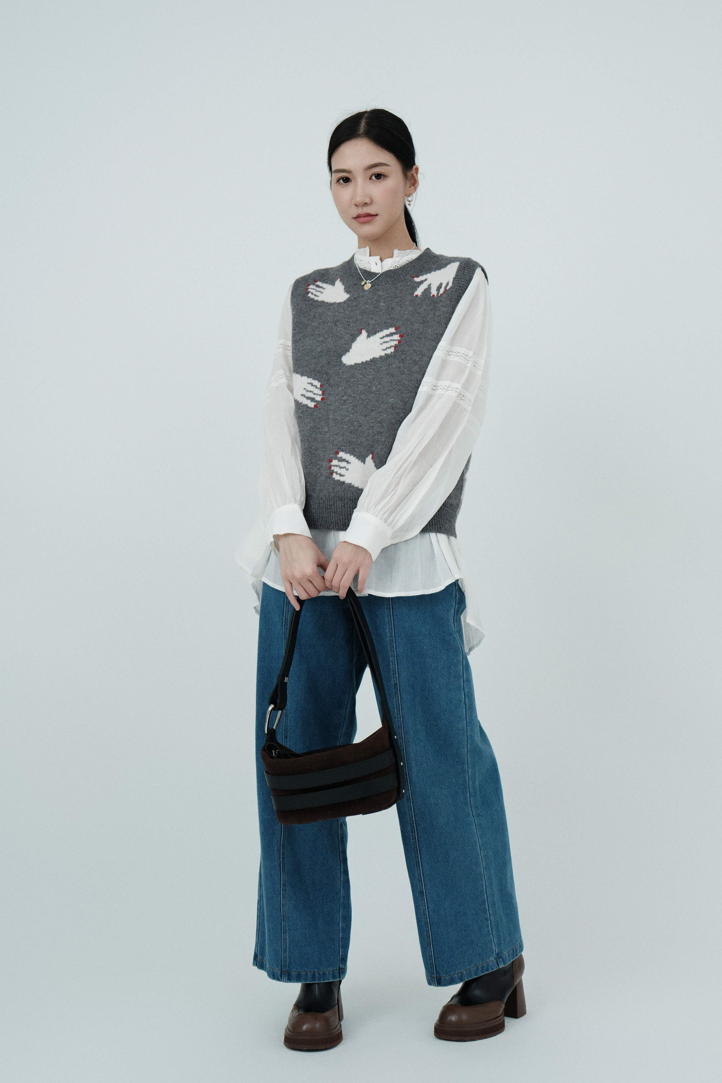 紅指甲手掌織紋背心 ($現貨款式）