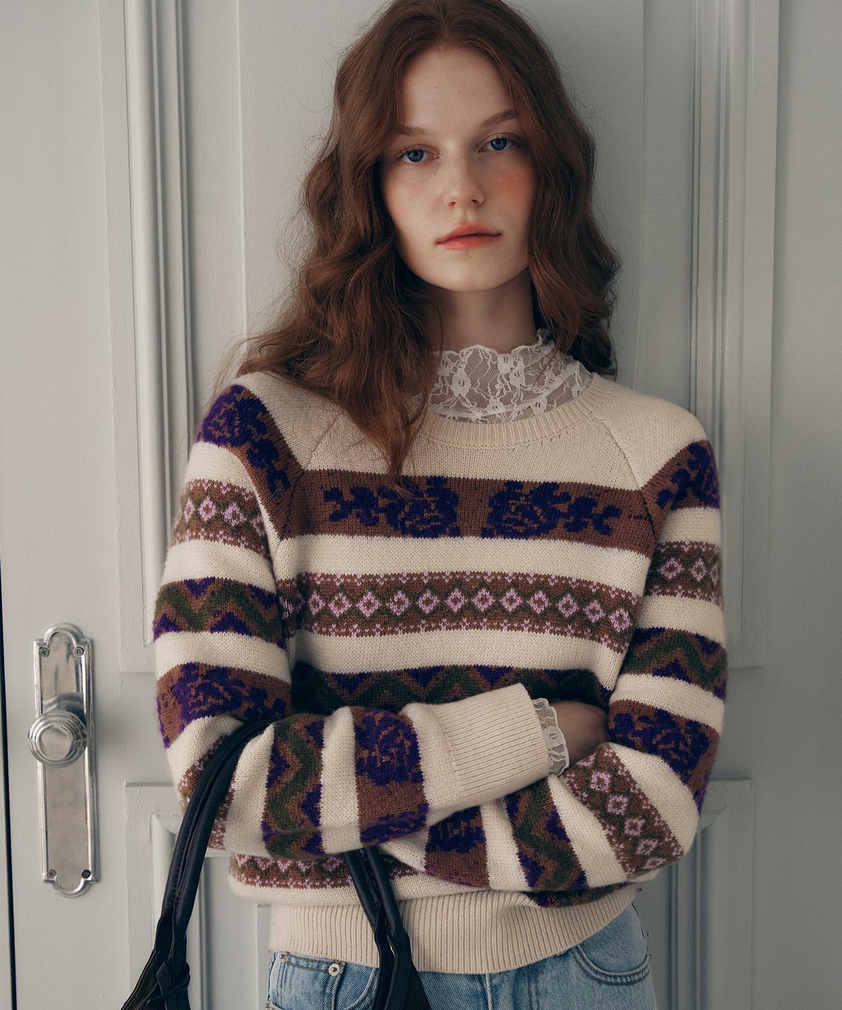 ROLAROLA CASHMERE WOOL BLENDED JACQUARD