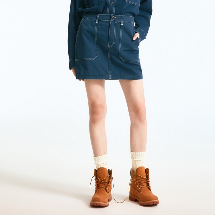 [K] WHO.A.U WOMEN'S SHIRT SET-UP SKIRT,BLUE, WHWHD4975F-50-BLUE (KWAU1673)