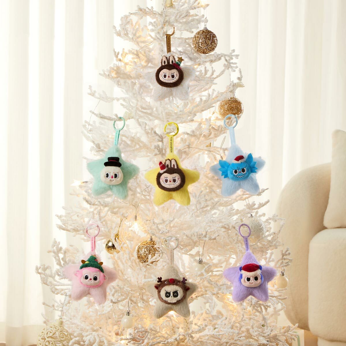 聖誕節限定 POP MART 泡泡瑪特 THE MONSTER LABUBU 拉布布 經典系列 閃閃毛絨掛件 盲盒 整端6個