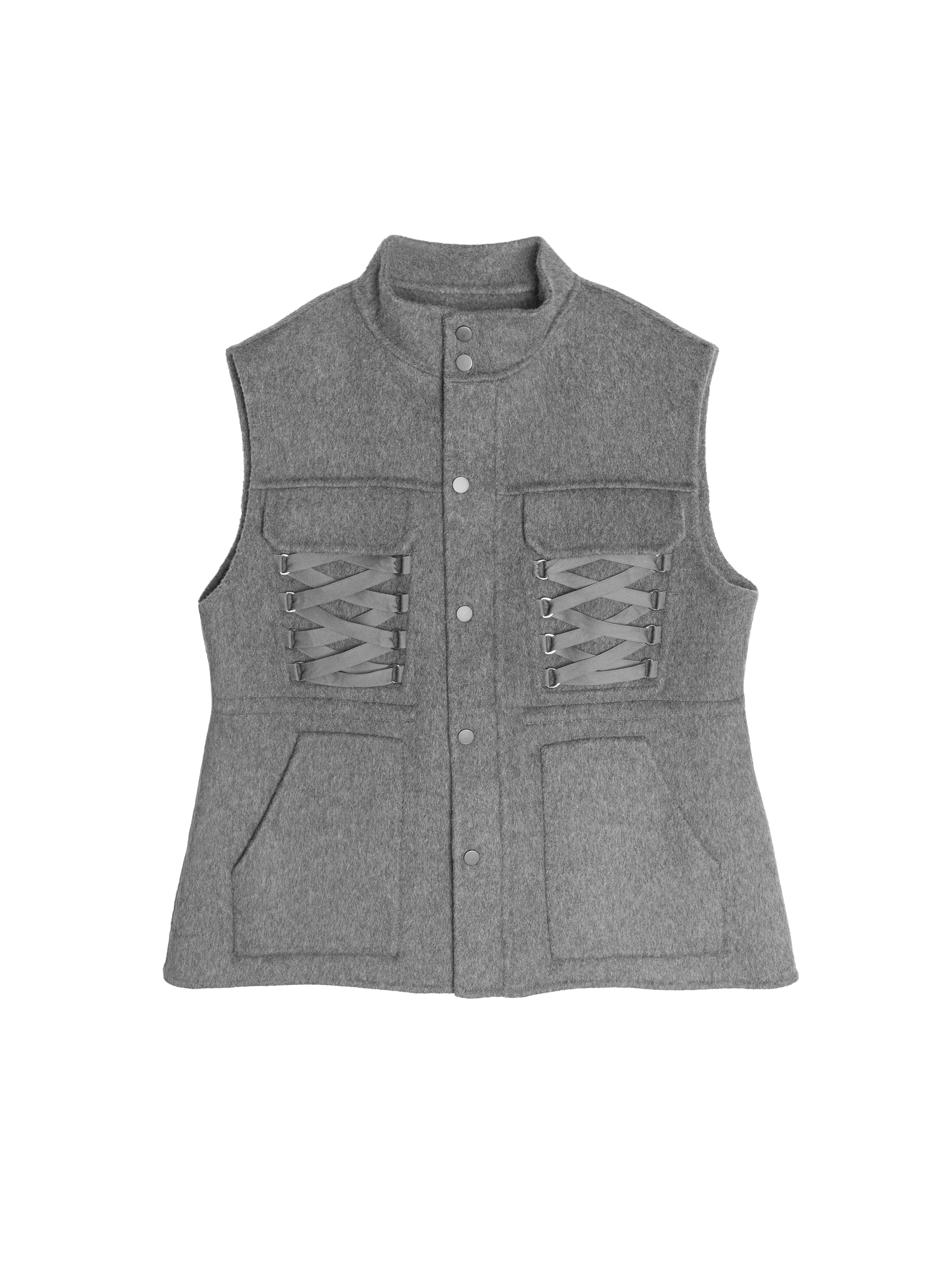 Pocket details wool vest jacket - 277L