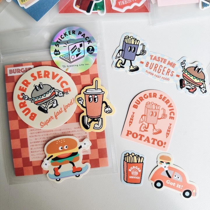 漢堡 7入防水貼紙包 ｜日本Greeting Life