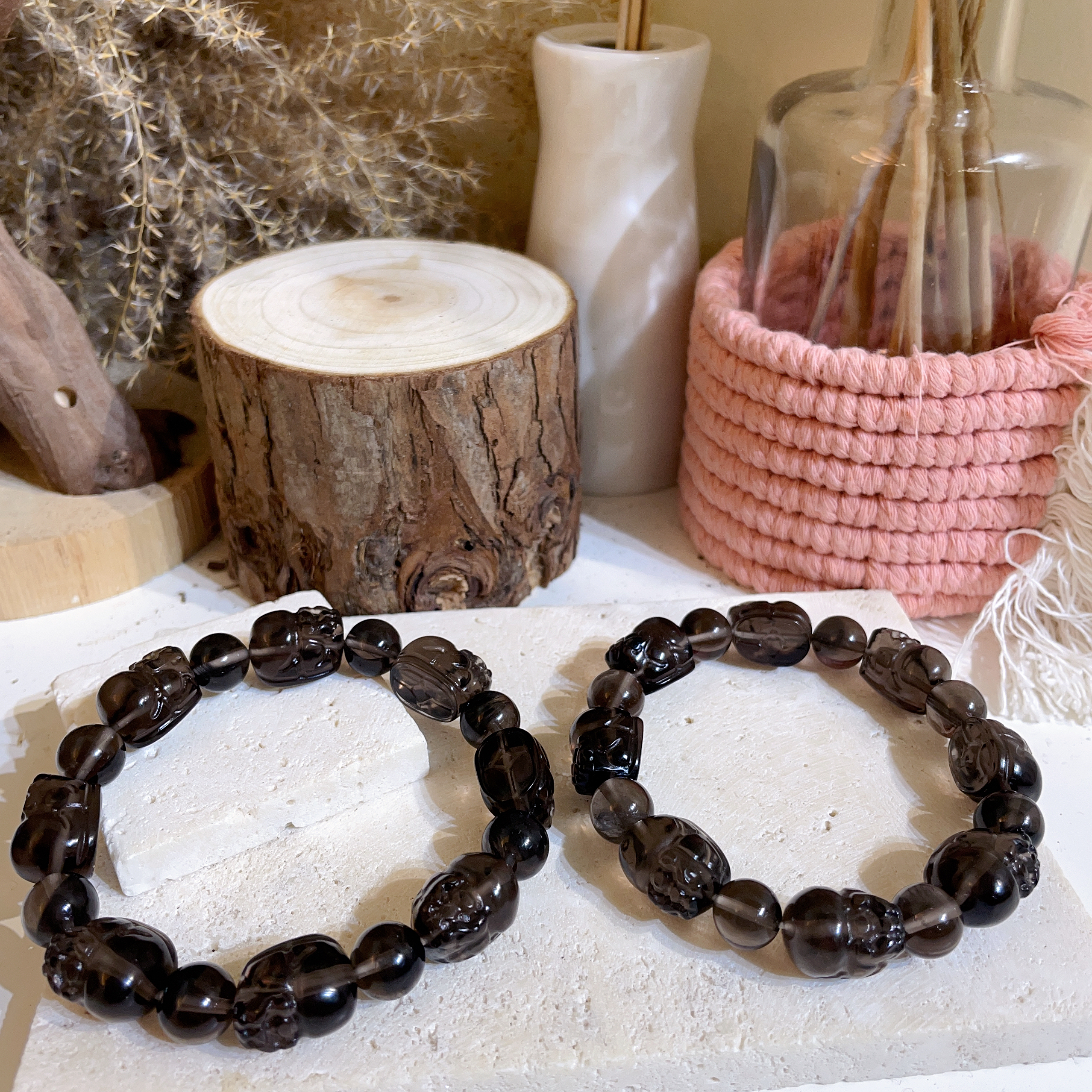 茶晶貔貅隔珠手串 11mm