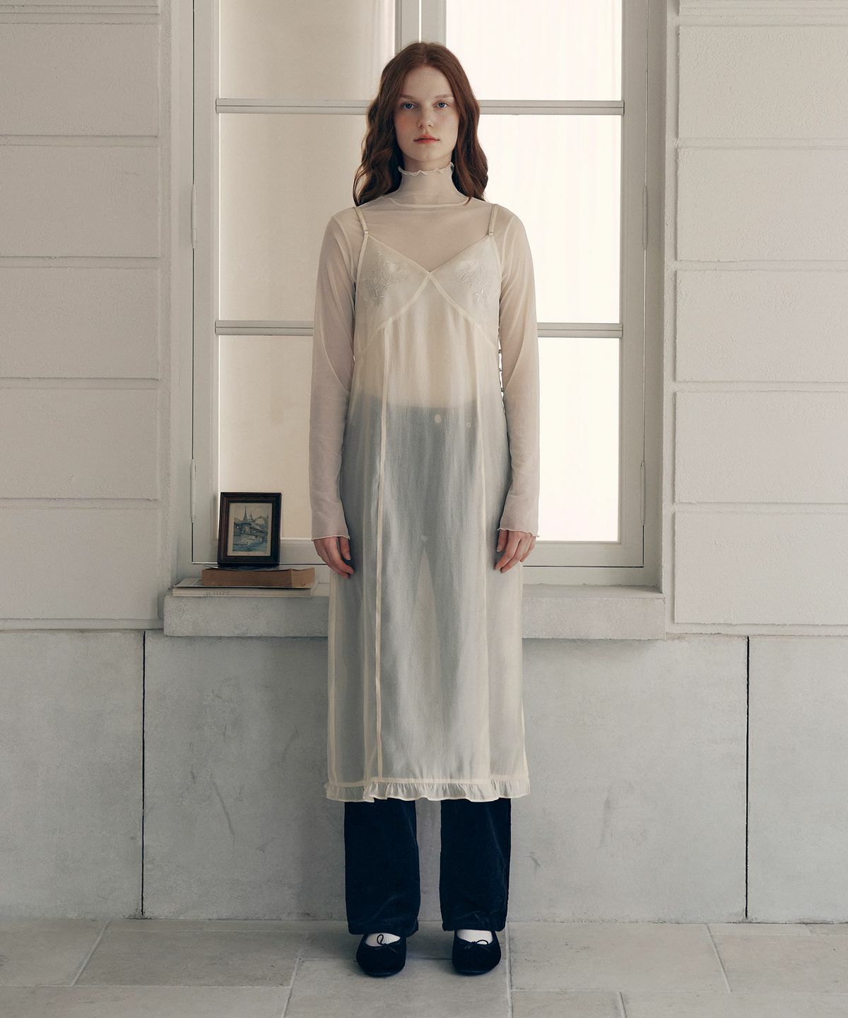 ROLAROLA SHEER EMBROIDERY BUSTIER ONEPIECE