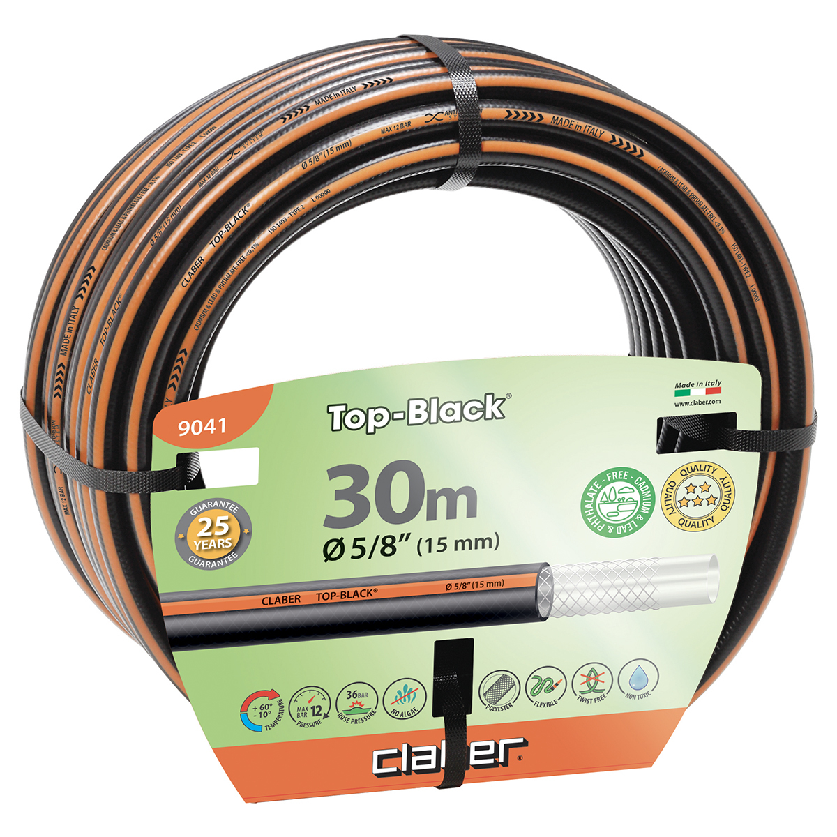 意大利"CLABER" 黑色橙線花園喉5/8"X30M-[9041]