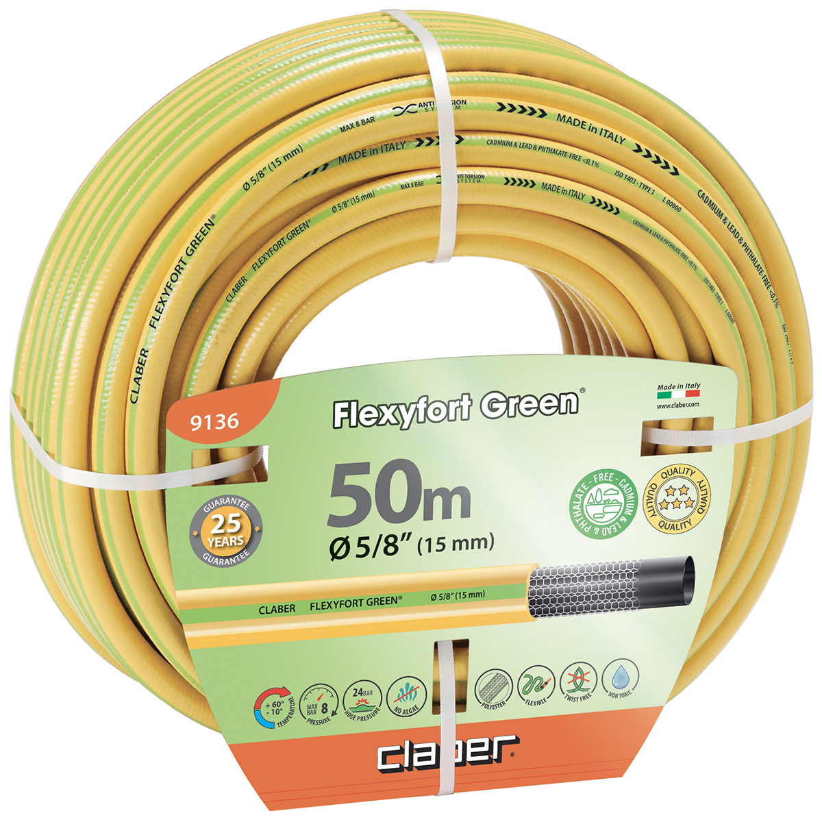 意大利"CLABER" 黃色花園喉5/8"X50M-[9136]