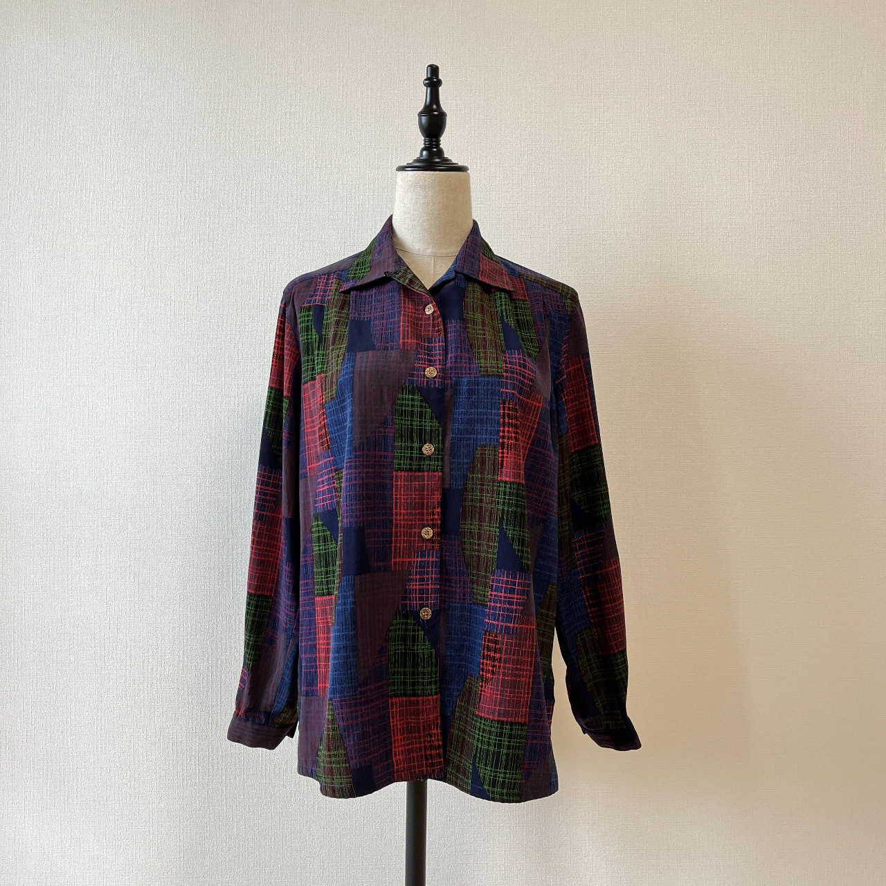 藍色格紋古著上衣