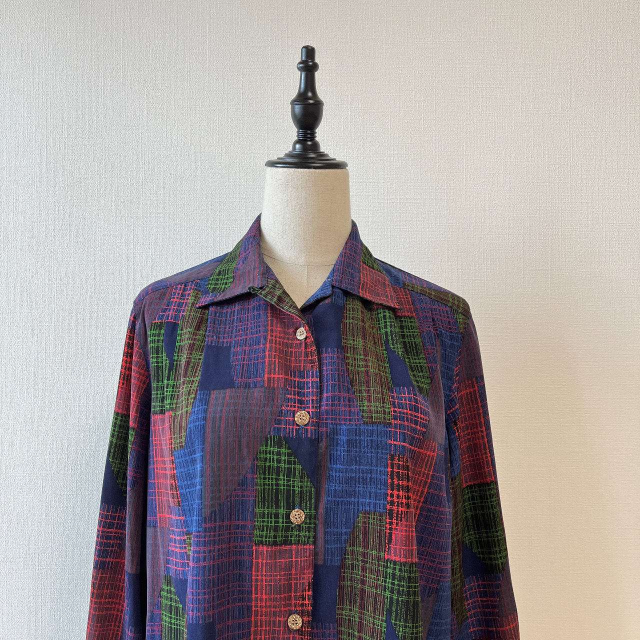 藍色格紋古著上衣