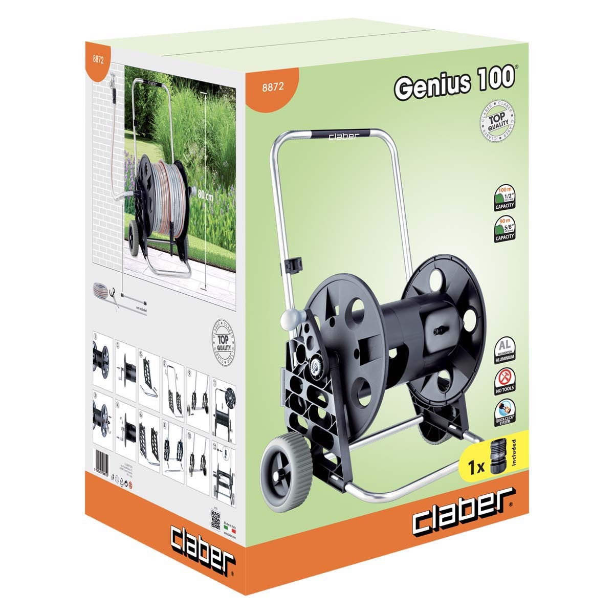 意大利"CLABER" 車仔型喉轆(淨架)(適用1/2"X100M,5/8"X90M)-[8872]