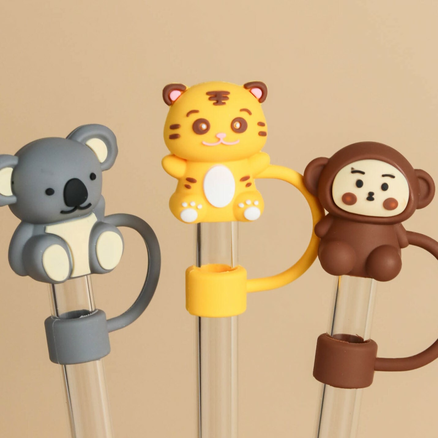 《5322》可愛動物矽膠吸管防塵帽