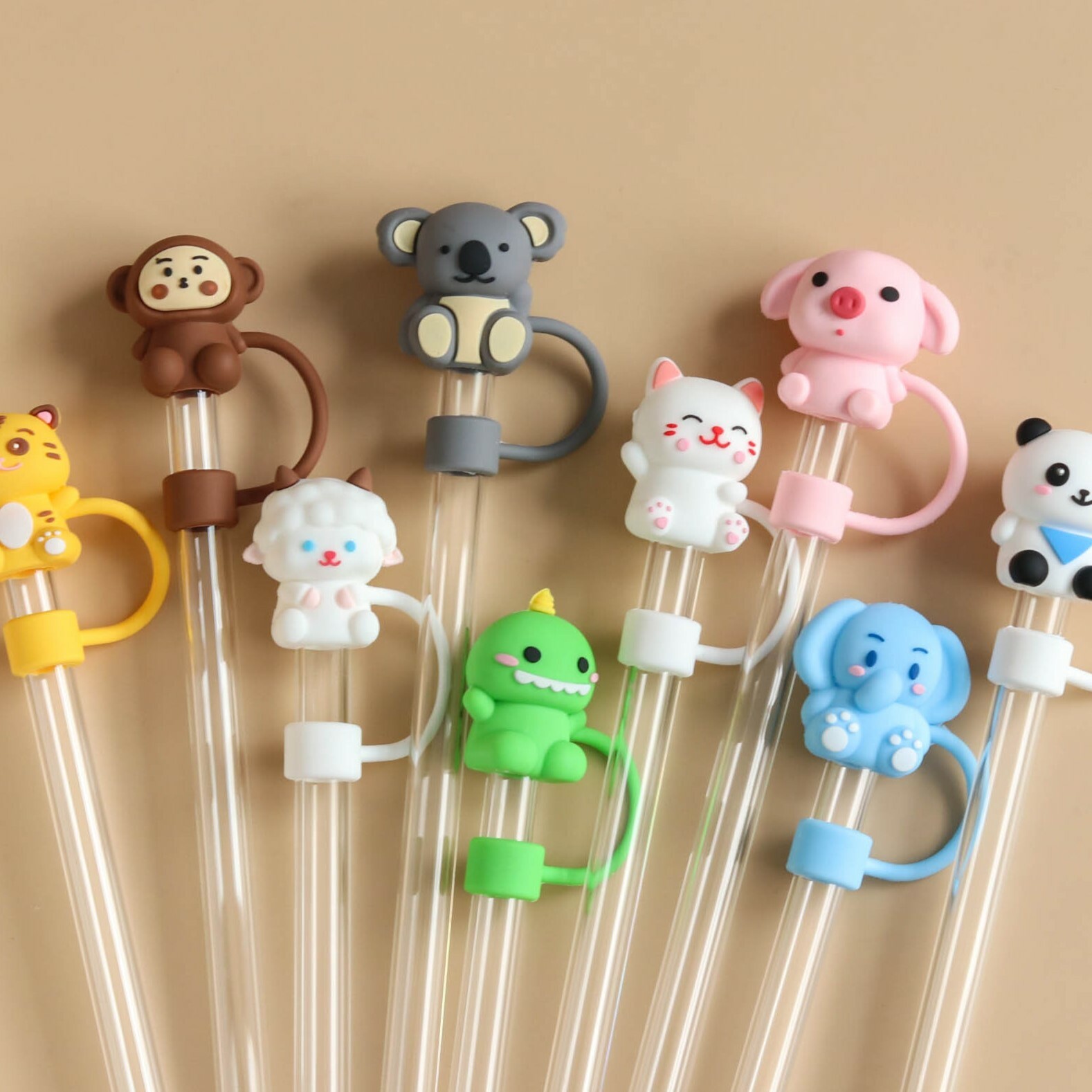 《5322》可愛動物矽膠吸管防塵帽