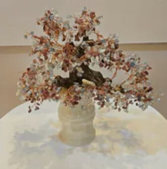 [S] GEMZ & CO HLCT BAMBOO JADE POT TREE,AQUAMARINE/PINK TOURMALINE, W224 (W224)