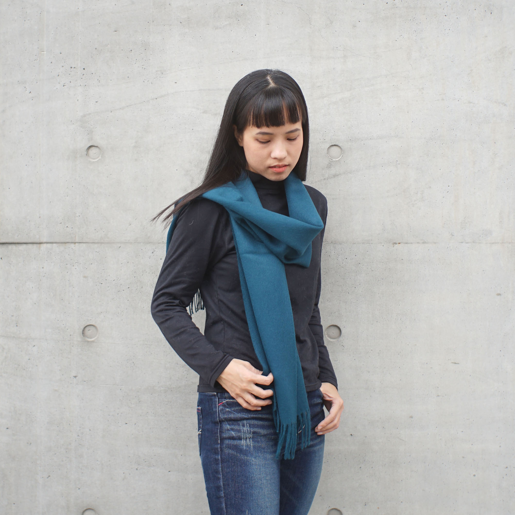 安地斯羊駝圍巾｜孔雀綠｜秘魯