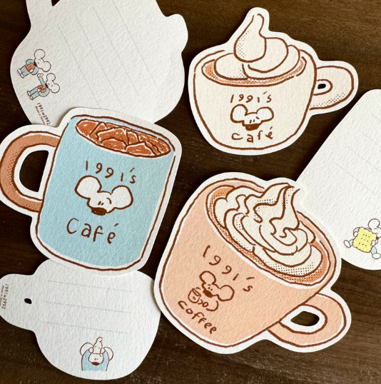 小老鼠 咖啡造型卡片｜1991w2992