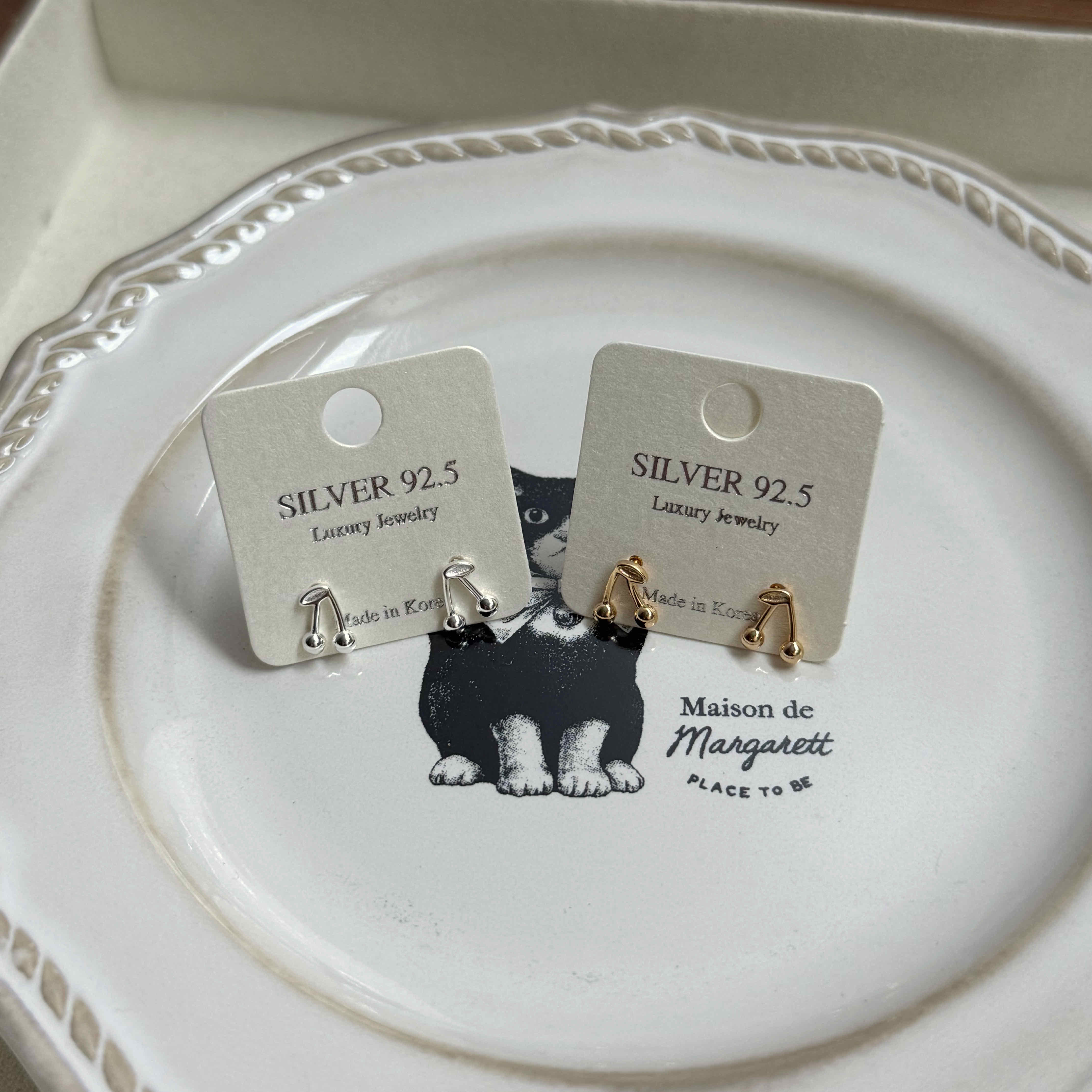 🇰🇷925 silver 質感櫻桃耳環｜2 color