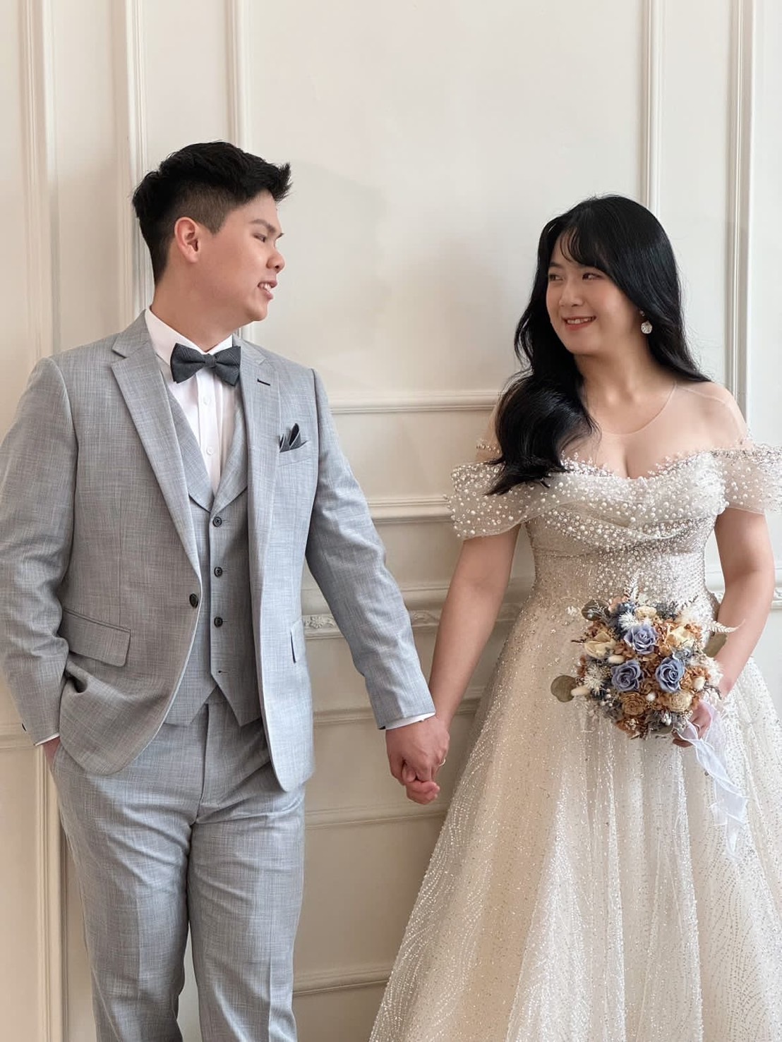 新娘捧花|莫蘭迪藍永生捧花L|永生花捧花|外拍捧花|韓式捧花|圓形捧花|莫蘭迪色捧花|藍色捧花|永生捧花