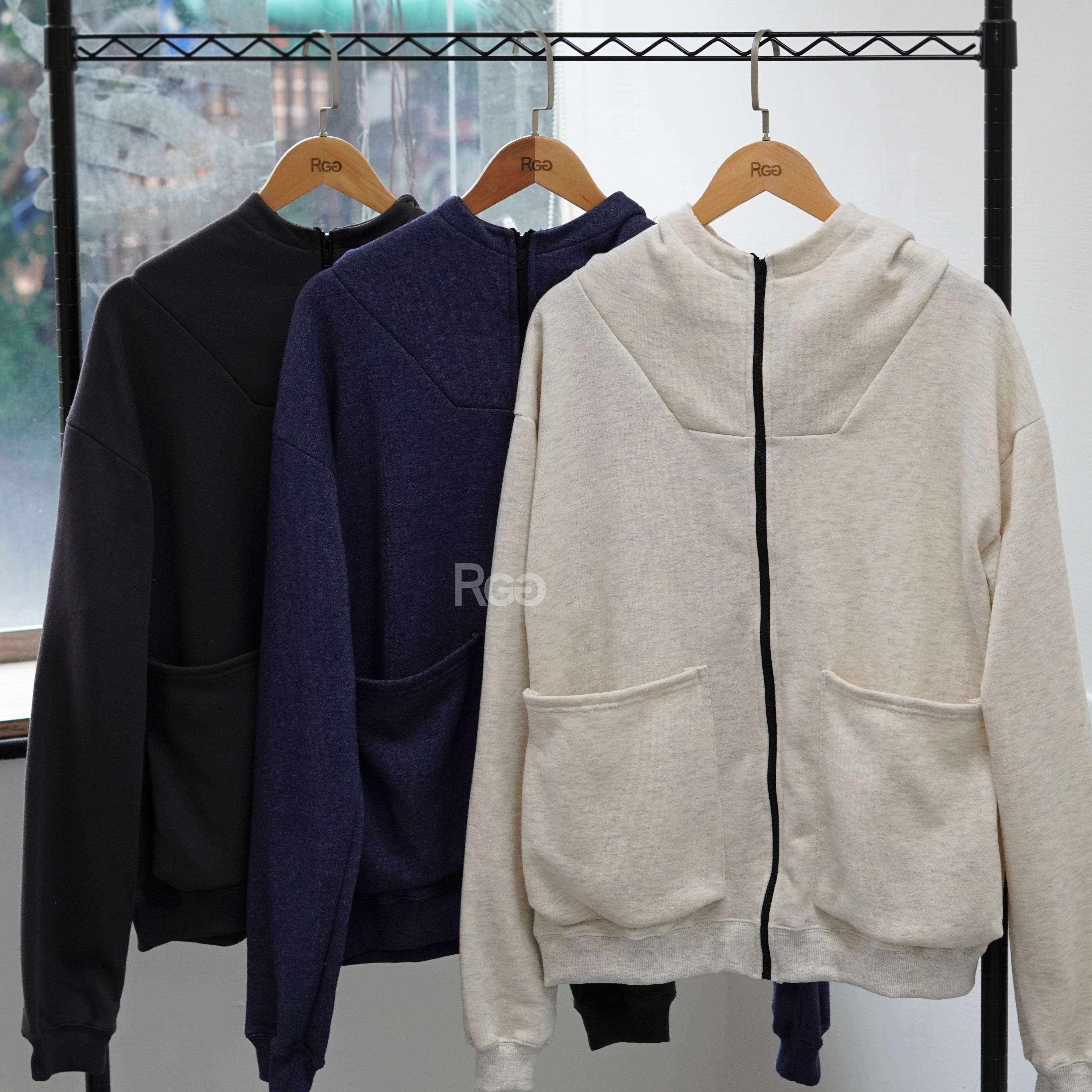 #24202 高領刷毛立體口袋連帽外套