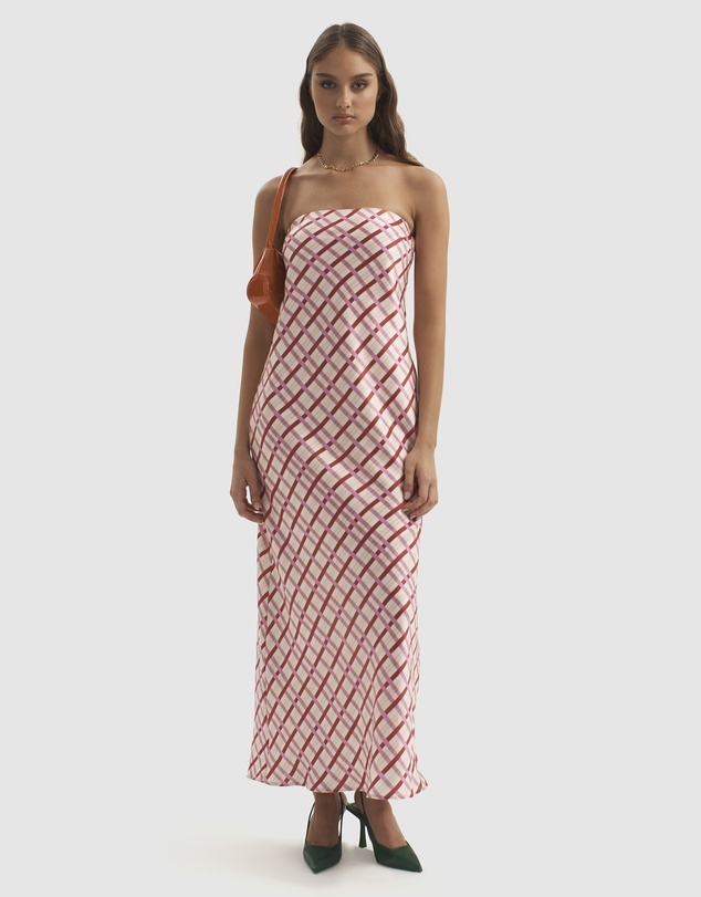 Augustine Bias Strapless Dress 平口光澤長洋裝