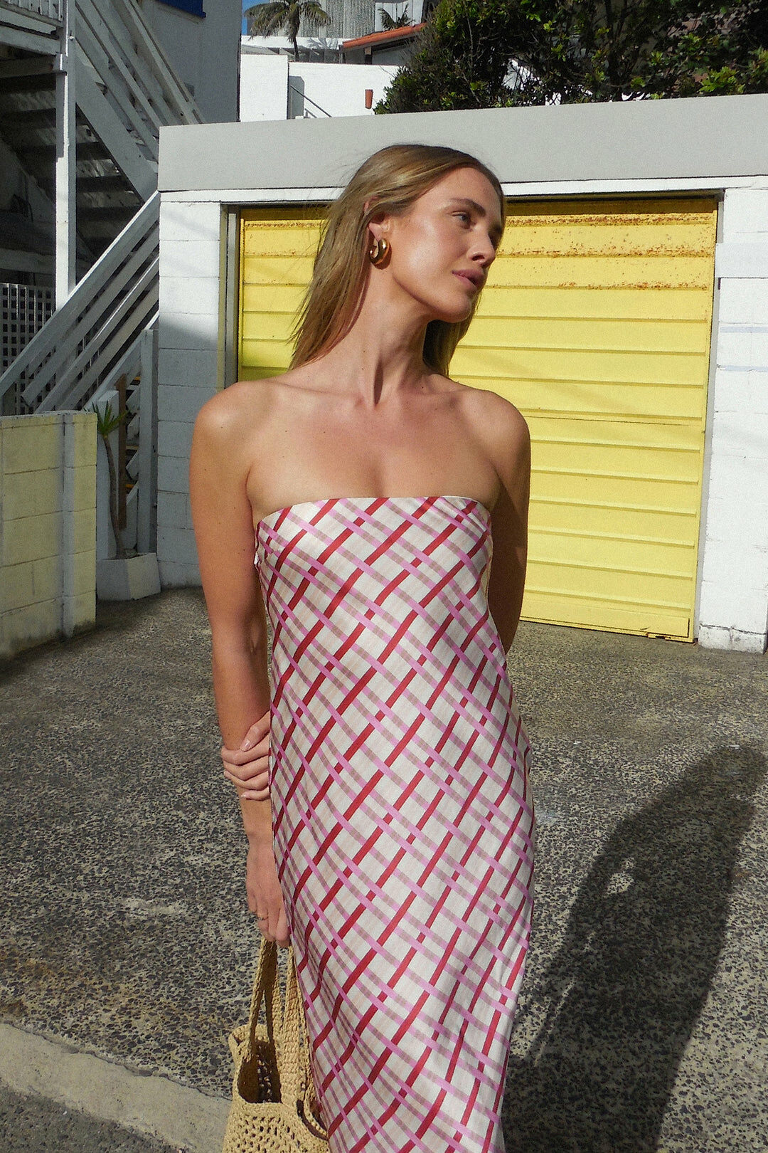 Augustine Bias Strapless Dress 平口光澤長洋裝