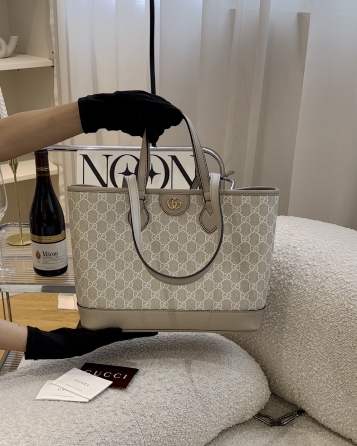 GUCCI｜OPHIDIA 小號托特包 米白老花