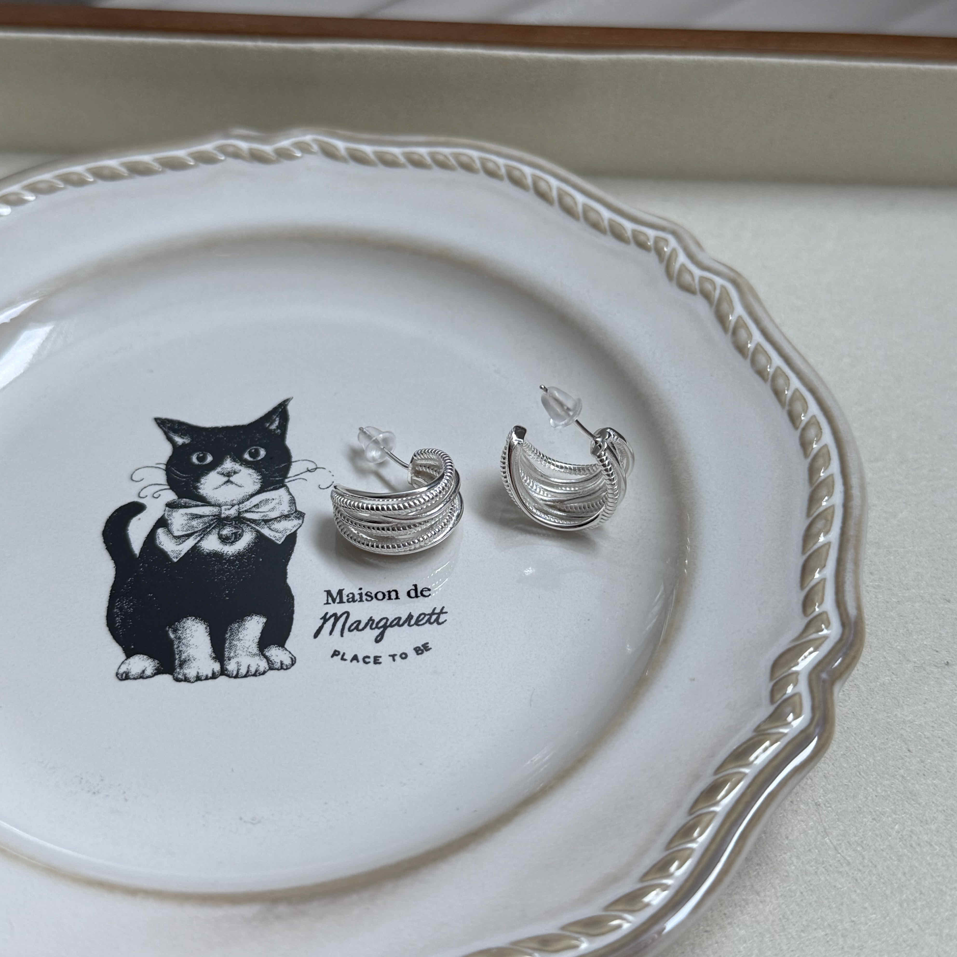 🇰🇷925 silver 厚磅線條耳環