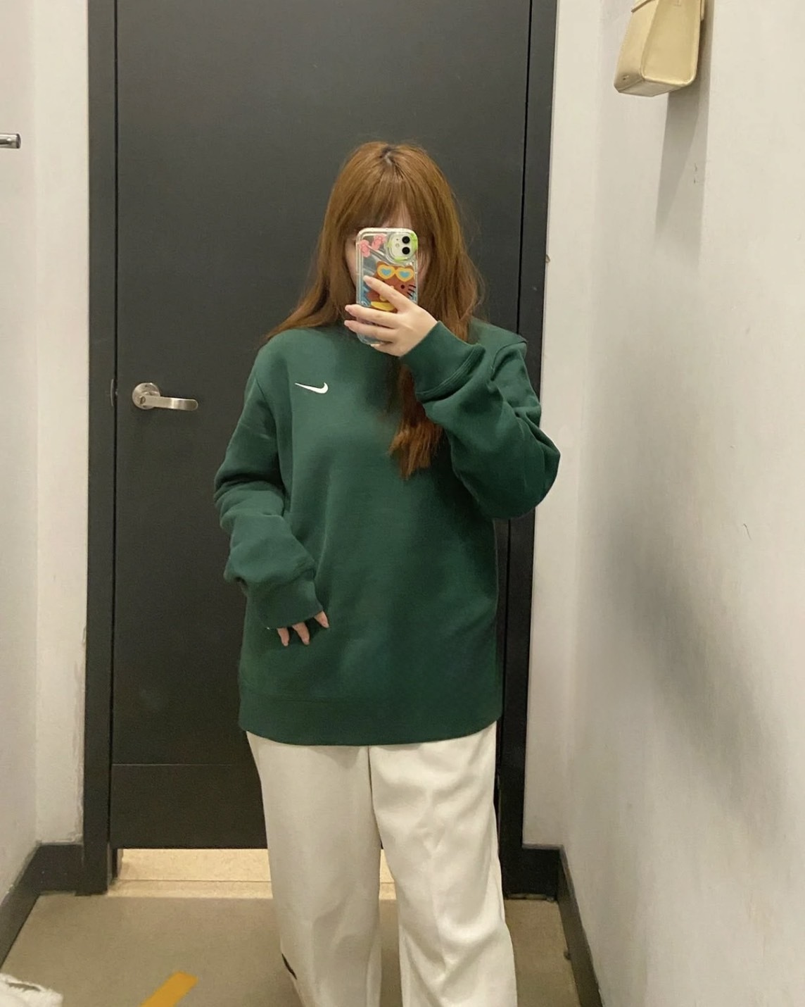 <限定特殊色>Nike 橄欖綠 刺繡小勾 厚磅 小Logo 大學Tee 圓領 刷毛 大學踢 綠 男女款